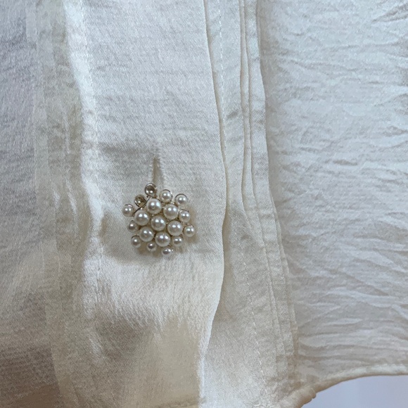 Pearl Button Front Blouse with Ties Zara - Picture 5 of 6